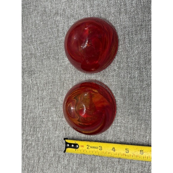 2 Kosta Boda Red Glass Tea Candle Holders Round Votive - Picture 4 of 5